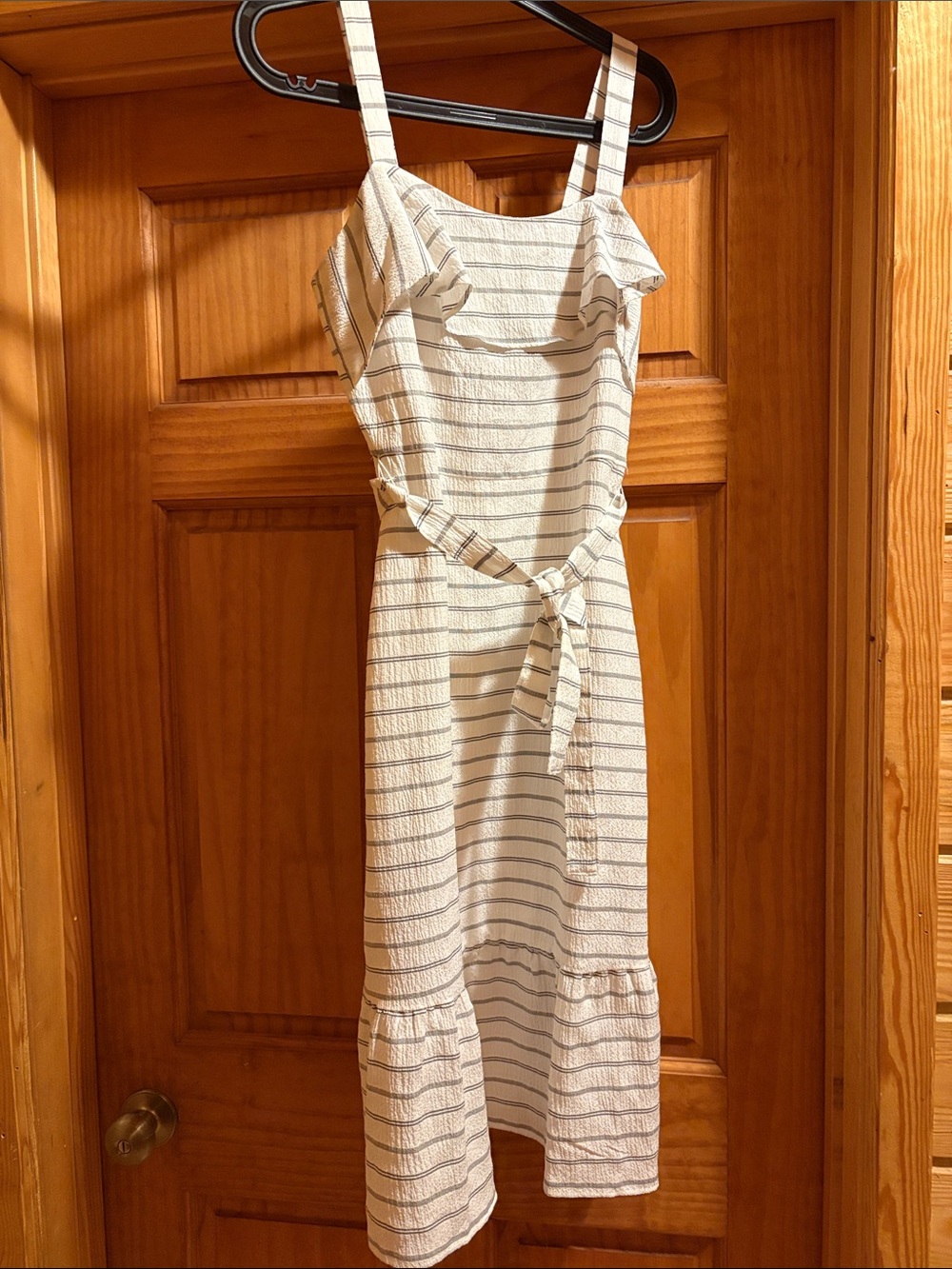 Banana Republic Cream and Navy Striped Midi Sundress